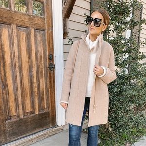 J.Crew BNWOT Tan Stadium Wool Cocoon Coat Size 0
